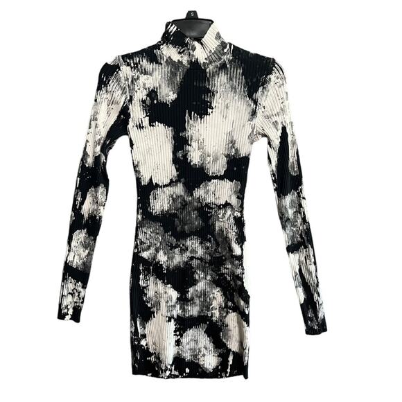 Cotton Citizen The Ibiza Small Mini Tie Dye Long Sleeve Dress Graphite Splatter - Picture 1 of 8